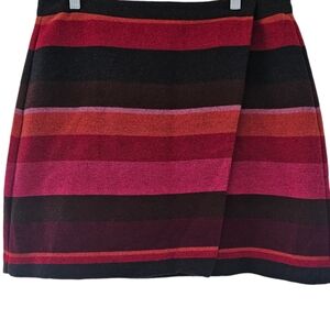 NWOT Women’s Ann Taylor LOFT Pink Red Orange Brown Striped Wrap Skirt - Size 12